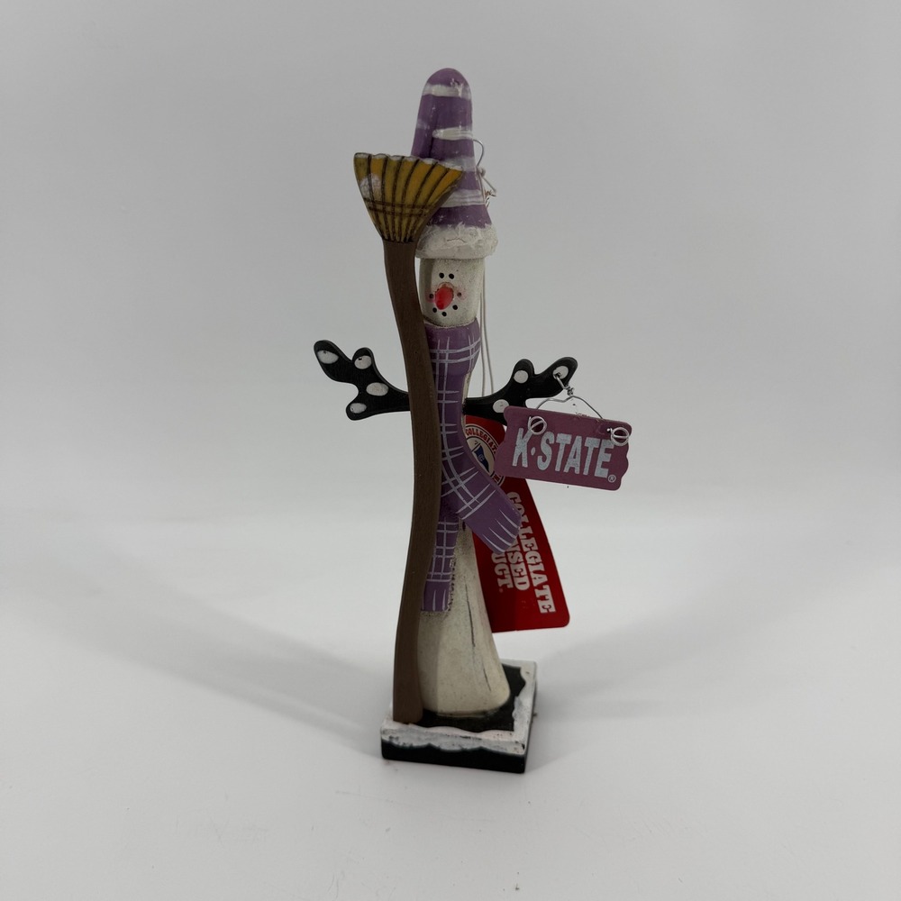 Collectible Kansas State University Wildcats K-State Wooden Decor Snowman‎ NEW